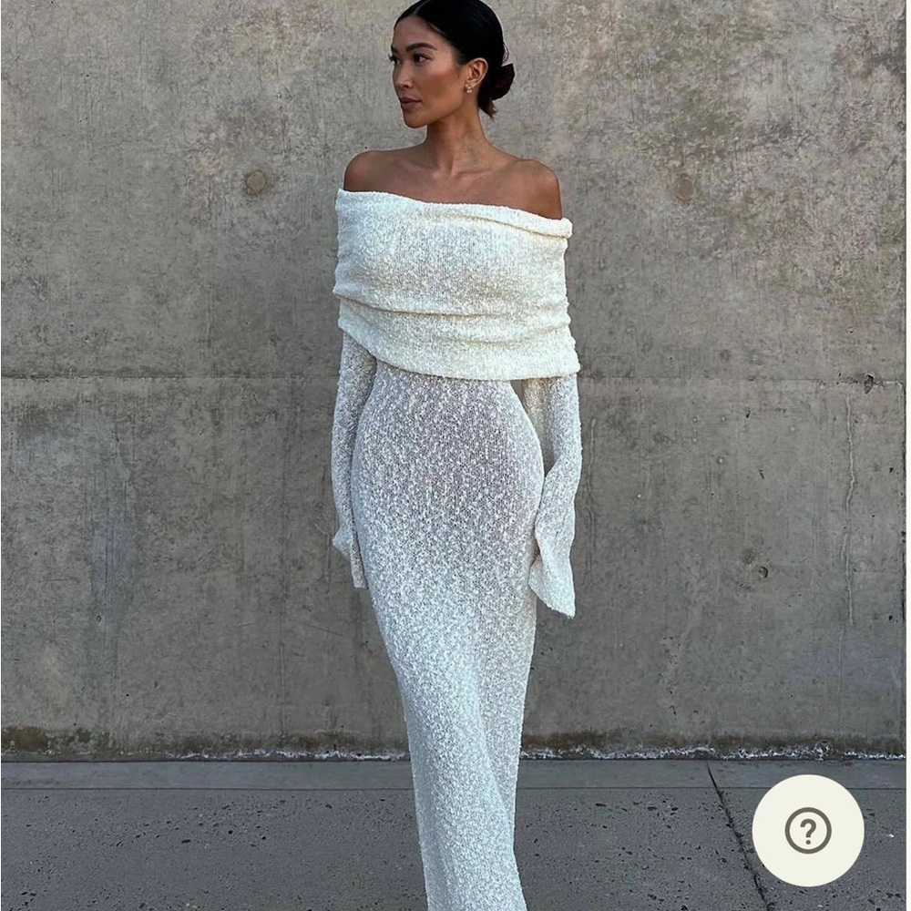 Meshki Marisol Off-Shoulder Boucle Maxi Dress